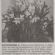 "Blütenträume" in Clerf - Trierischer Volksfreund, Nr 103, 4./5.5.2002
